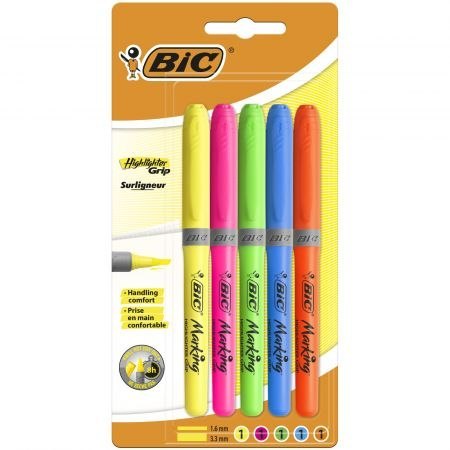 HIGHLIGHTER 5 COL GRIP BC B/C BIC 824758